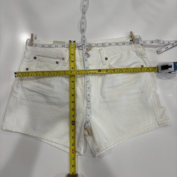 30 Agolde High Rise Short Parker Long Organic Cotton White Button Closure Denim - Picture 12 of 16